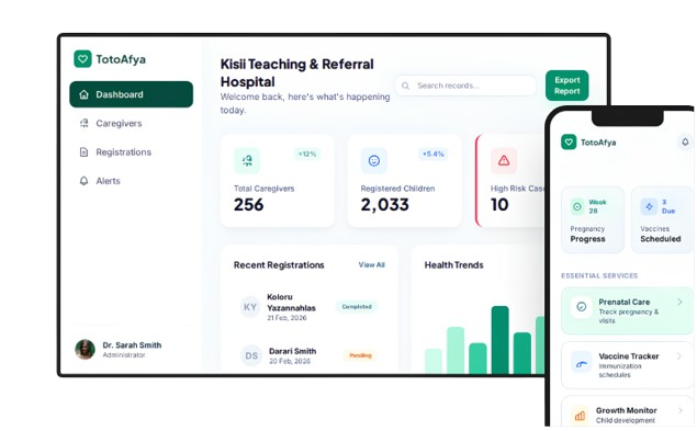 TotoAfya Digital Maternal Health Mockup